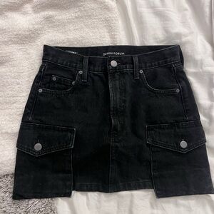 Denim Forum Black Cargo Mini Skirt